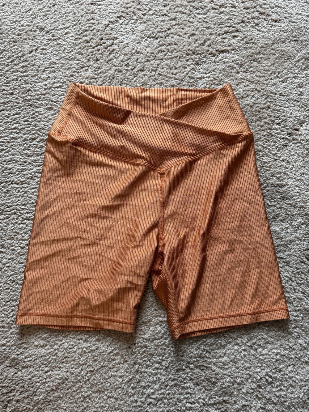 Offline by aerie Women's High-Waist Ribbed Bike Shorts - Rust Orange XL